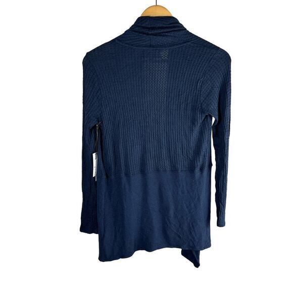 Velvet by Graham & Spencer Textured Open Waterfall Cardigan Size XS Navy - Picture 2 of 6
